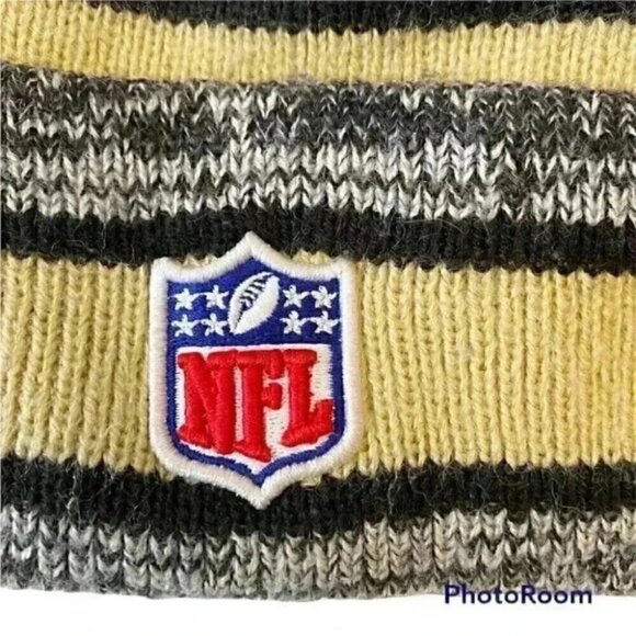 New Era NFL New Orleans Saints Hat Toque Beanie Pom Pom Yellow Black White - Picture 11 of 11